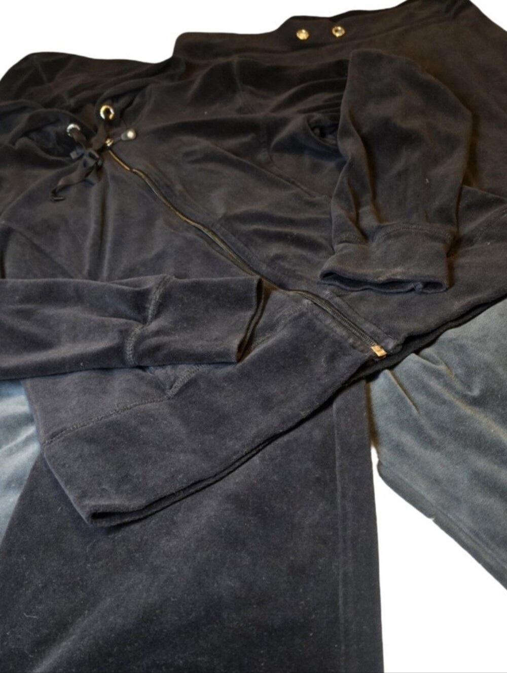 3 Peices : Velour Zip-Up Hoodie Jacket And Pants